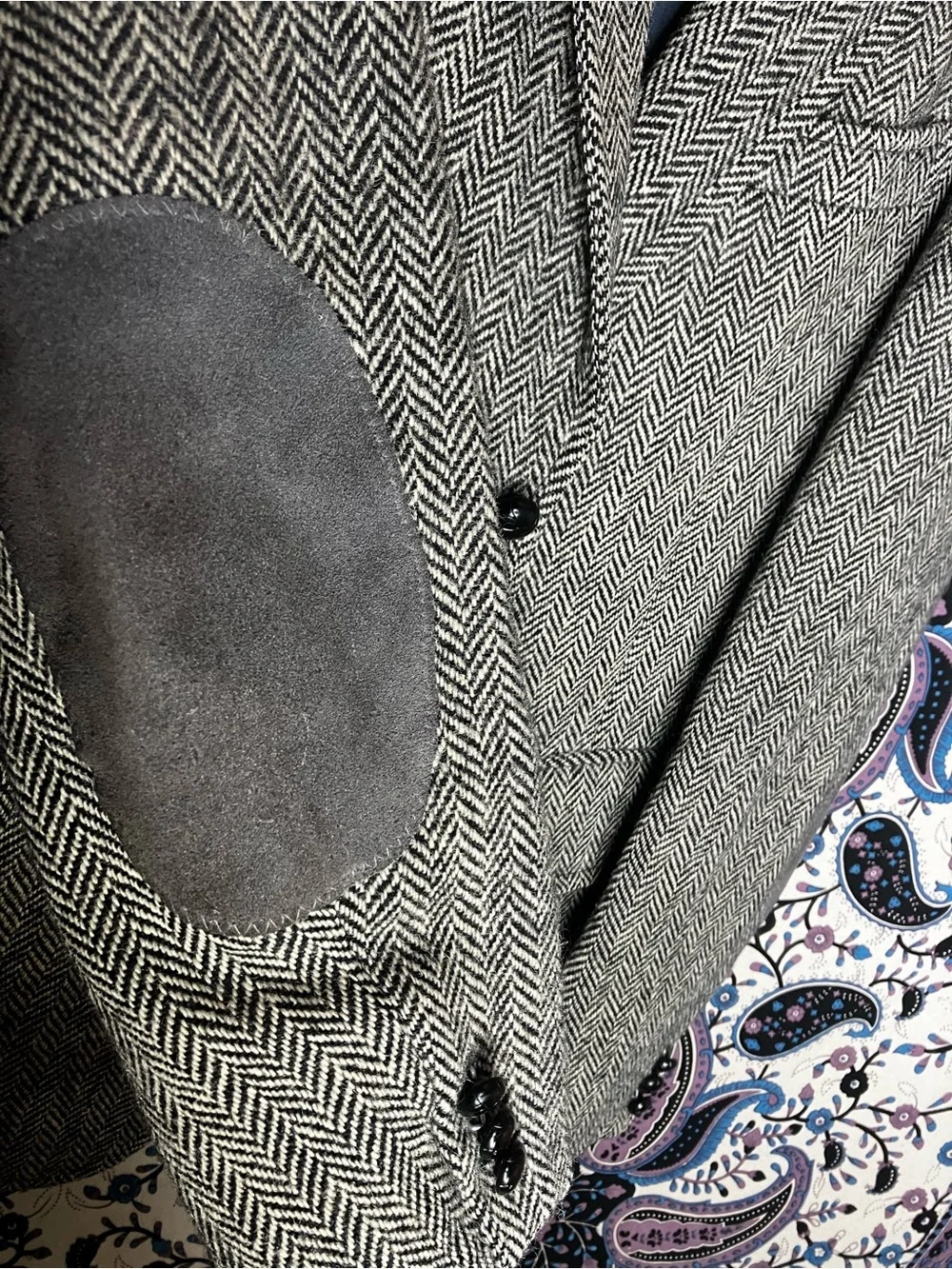 Harris Tweed VTG herringbone elbow pads blazer 42
